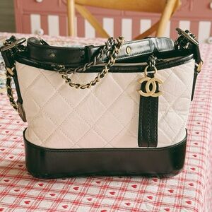 AUTH CHANEL  Quilted Mini Gabrielle Shoulder Crossbody Bag aged calfskin leath